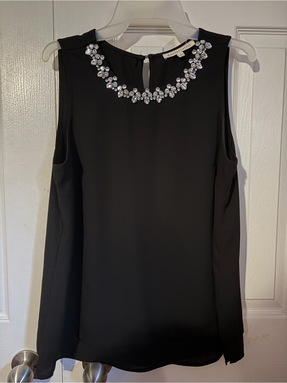 Daniel Rainn Black Embellished Sleeveless Blouse Size M